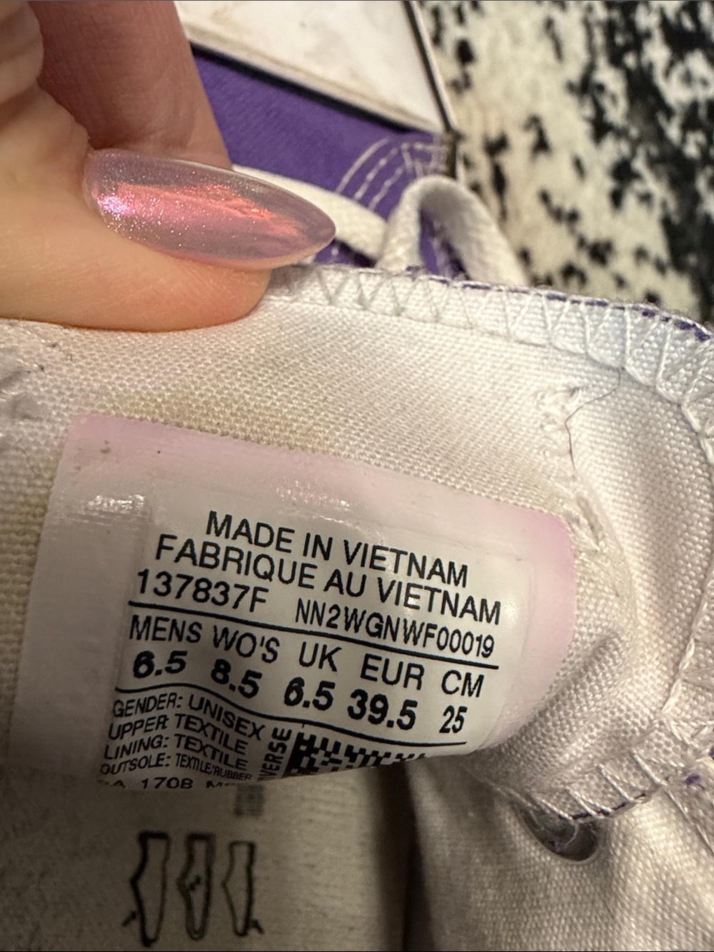 Converse Women’s Purple Low Top Canvas Sneakers with White Laces - Picture 5 of 5